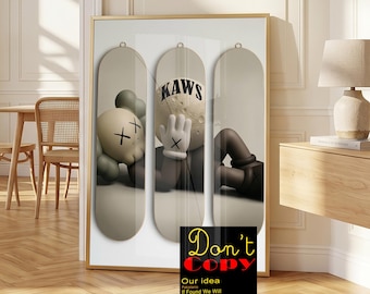 KAWS Skateboard Wall Art Set | Hypebeast  Digital Prints | Modern Sneaker Art | Graffiti | Printable Wall Digital download dopamine 175 72