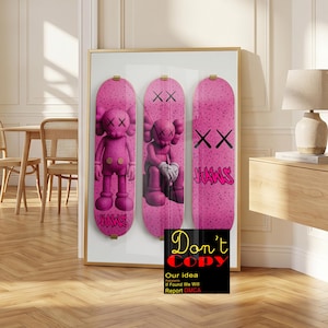 Printable Kaws Poster Set: Black Graffiti Skateboard Style Hypebeast Figure Wall Art | Dopamine Unique Design (Digital Download) 175 73
