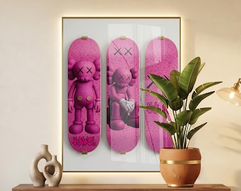 Printable Kaws Poster Set: Black Graffiti Skateboard Style Hypebeast Figure Wall Art | Dopamine Unique Design (Digital Download) 175 73