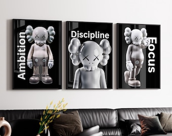 White kaws Hypebeast Poster set of 3,Printable kaws Graffiti print, Hypebeast Toys, Hypebeast Sneaker, Sneaker Prints,Digital graffiti 175 7