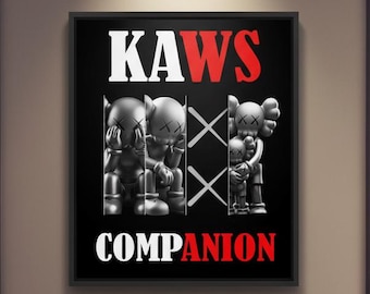 Lot de 1 affiches KAWS Graffiti : impression masque kaws | Compagnon vivant minimaliste Hypebeast Sneaker Art (téléchargement numérique) 175 46