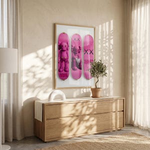 Printable Kaws Poster Set: Black Graffiti Skateboard Style Hypebeast Figure Wall Art | Dopamine Unique Design (Digital Download) 175 73