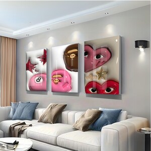 HypeBeast Set of 3 Room Decor, Hypebast kaws Poster, Cool Wall Art Set,, 3D Wall Art, HypeBeast Wall Art, Trendy Wall Art | printable TN49
