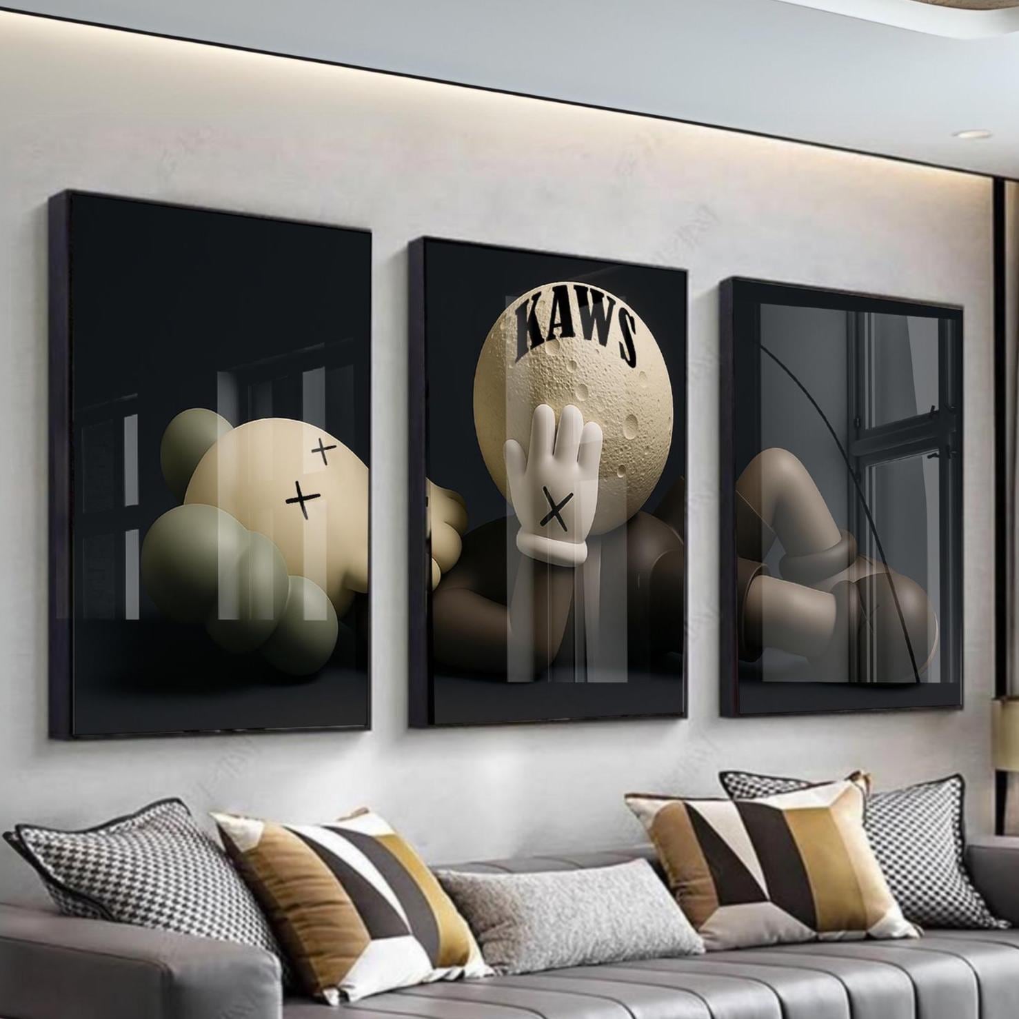 FROMグラフィティーアート3点セット\"3rother\" Set of 3 Graffiti Figure Kaws Art pieces canvas wall home