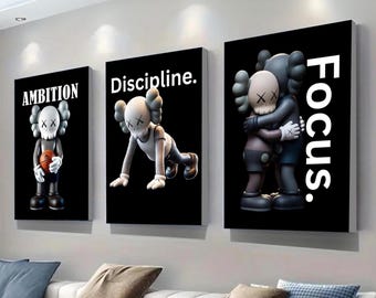 Printable Kaws Poster Set: Black Graffiti Hiphop Style Hypebeast Figure Wall Art (Digital Download) | ambition | discipline | focus kaws175