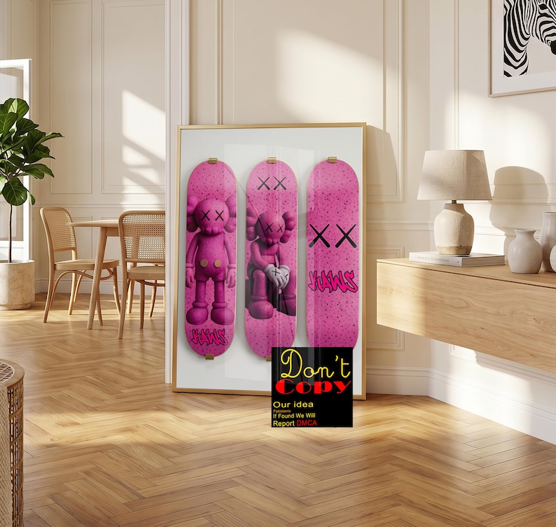 Printable Kaws Poster Set: Black Graffiti Skateboard Style Hypebeast Figure Wall Art | Dopamine Unique Design (Digital Download) 175 73