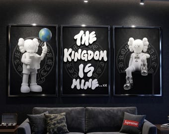 Kaws Wall Art Poster Set of 3 | Hypebeast Room Decoration | Kaws Figures Prints | Trendy Streetwear Digital Art | Artful Statement175 89