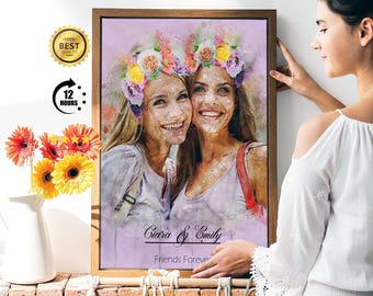 Custom Watercolor Family Portrait from Photo, Anniversary Gift (Digital JPEG File 176 3