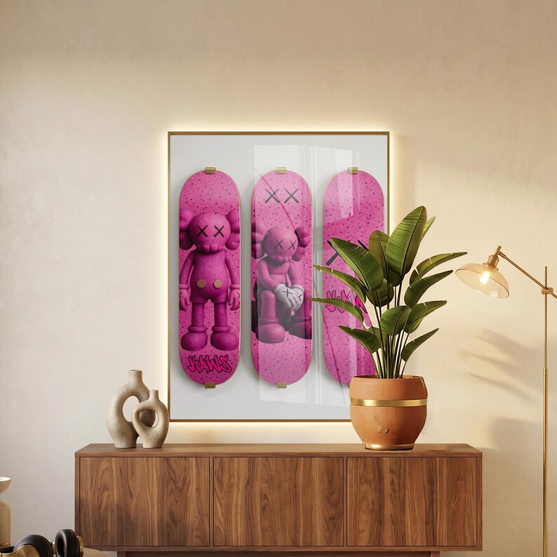 Printable Kaws Poster Set: Black Graffiti Skateboard Style Hypebeast Figure Wall Art | Dopamine Unique Design (Digital Download) 175 73