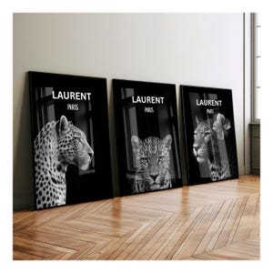 Juego de 3 pósteres de leopardo de Hypebeast: Arte de pared Hypebeast, elegante arte de pared de leopardo y decoración minimalista en negro - Perfect Digital, 175 18