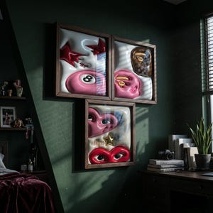 HypeBeast Set of 3 Room Decor, Hypebast kaws Poster, Cool Wall Art Set,, 3D Wall Art, HypeBeast Wall Art, Trendy Wall Art | printable TN49
