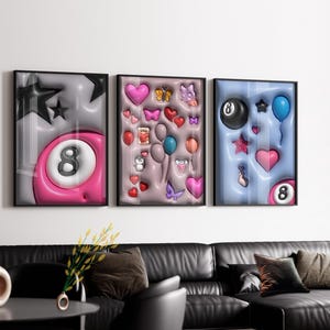 Set of 3, HypeBeast Wall Art inflated Poster 3D Wall Decor DIGITAL DOWNLOAD 3D Wall Art HypeBeast Room Decor Cool Wall Art Trendy Wall, 144
