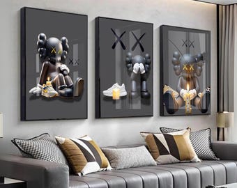 first Birthday Kaws Poster set of 3,Printable kaws Graffiti print, Hypebeast Toys, Hypebeast Sneaker, Sneaker Prints,Digital download, 174
