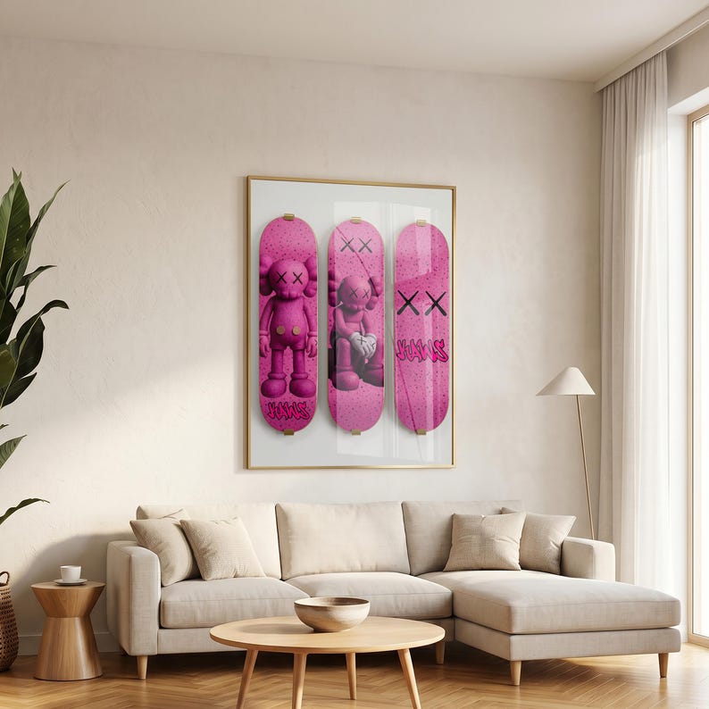 Printable Kaws Poster Set: Black Graffiti Skateboard Style Hypebeast Figure Wall Art | Dopamine Unique Design (Digital Download) 175 73