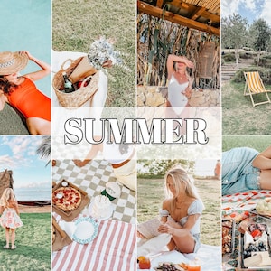5 SUMMER Lightroom Presets, Vibrant Summer, Aesthetic Photo Editing, Light Natural Filter for Blogger, Beach Lifestyle, Influencer filters