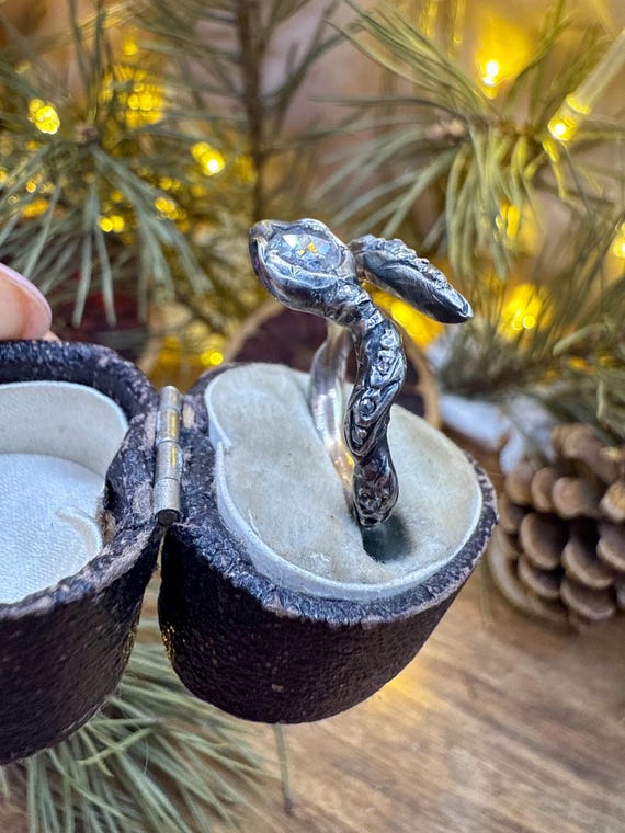 Rose Cut Diamond Ruby Snake Ring Gold Antique Vic… - image 4