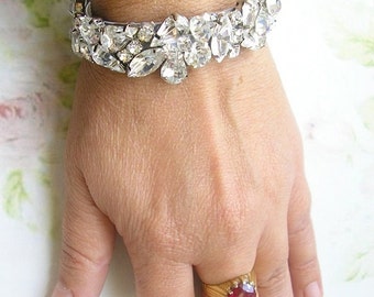 rhinestone cuff etsy