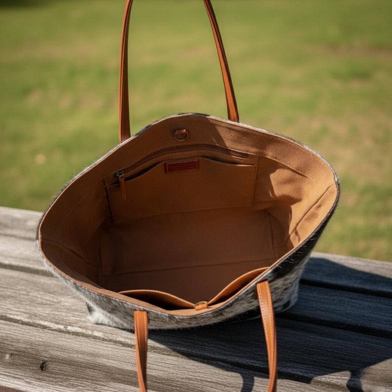Rindsleder Tragetasche Leder Geldbörse | Lederhandtasche Western Tragetasche Muster | Handgefertigte Ledertasche | Geschenk für Sie Bild 6