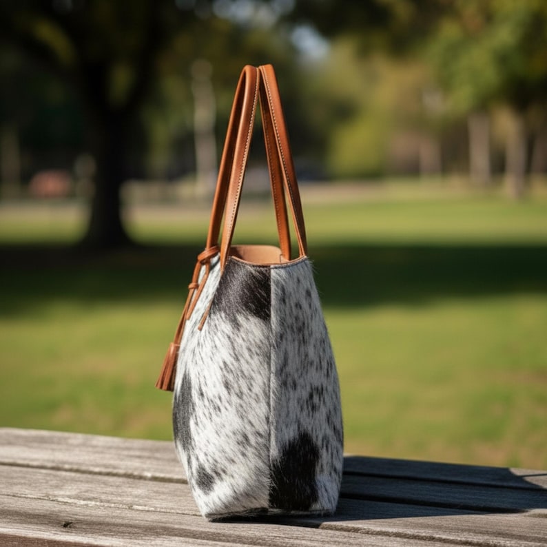 Rindsleder Tragetasche Leder Geldbörse | Lederhandtasche Western Tragetasche Muster | Handgefertigte Ledertasche | Geschenk für Sie Bild 5