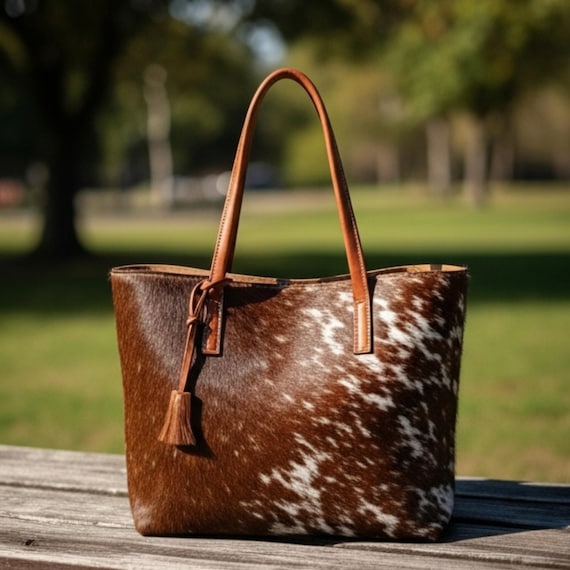 Cowhide Tote Bag Purse |Real Hair On Cowhide Leather Tote Bag | Western Cowhide Shoulder Bag | Handmade Leather Tote |Christmas Gift for Her