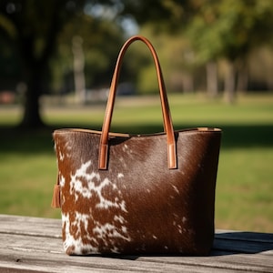 Rindsleder Tragetasche Leder Geldbörse | Lederhandtasche Western Tragetasche Muster | Handgefertigte Ledertasche | Geschenk für Sie Bild 2