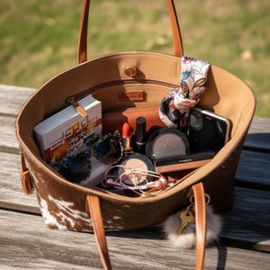Rindsleder Tragetasche Leder Geldbörse | Lederhandtasche Western Tragetasche Muster | Handgefertigte Ledertasche | Geschenk für Sie Bild 3