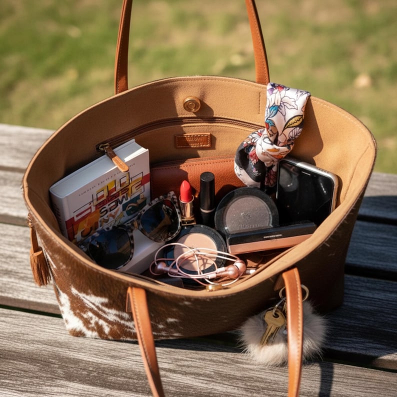 Rindsleder Tragetasche Leder Geldbörse | Lederhandtasche Western Tragetasche Muster | Handgefertigte Ledertasche | Geschenk für Sie Bild 3