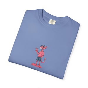 Glad panter-T-shirt, coole cartoon katten-T-shirt, grappig retro dierenshirt, 100% katoenen unisex top, cadeau-idee uit de jaren 90 vibes