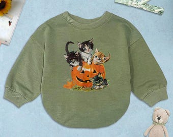 Cute Black Cat Halloween Romper, Black Cat Pumpkin Halloween Baby Outfits, Cat lover gift, Cat Baby Girl, Baby Shower