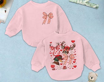 Personalized Name Mallard Duck Valentine Bubble Romper, Valentines Duck and Deer Hunt Bodysuit, Camo Valentine, Custom Valentine Outfit