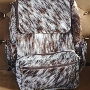 Echtes Dreifarbiges Rindsleder Rucksack Tasche Hairon Leder Rucksack Tasche Handgefertigtes Rindsleder Reisetasche Western Boho Brindle Rucksack Geschenk für Frauen