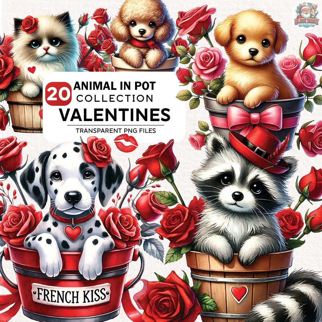 20+ Watercolor Animals Clipart Bundle, Lovely Animals Png, Valentine ...