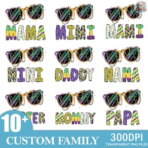 10+ Custom Family Jewel Tones Png Bundle, Purple, Green, Gold Png, Make Your Own Name Png Bundle, New Orleans Png, Family Png, Festival Png
