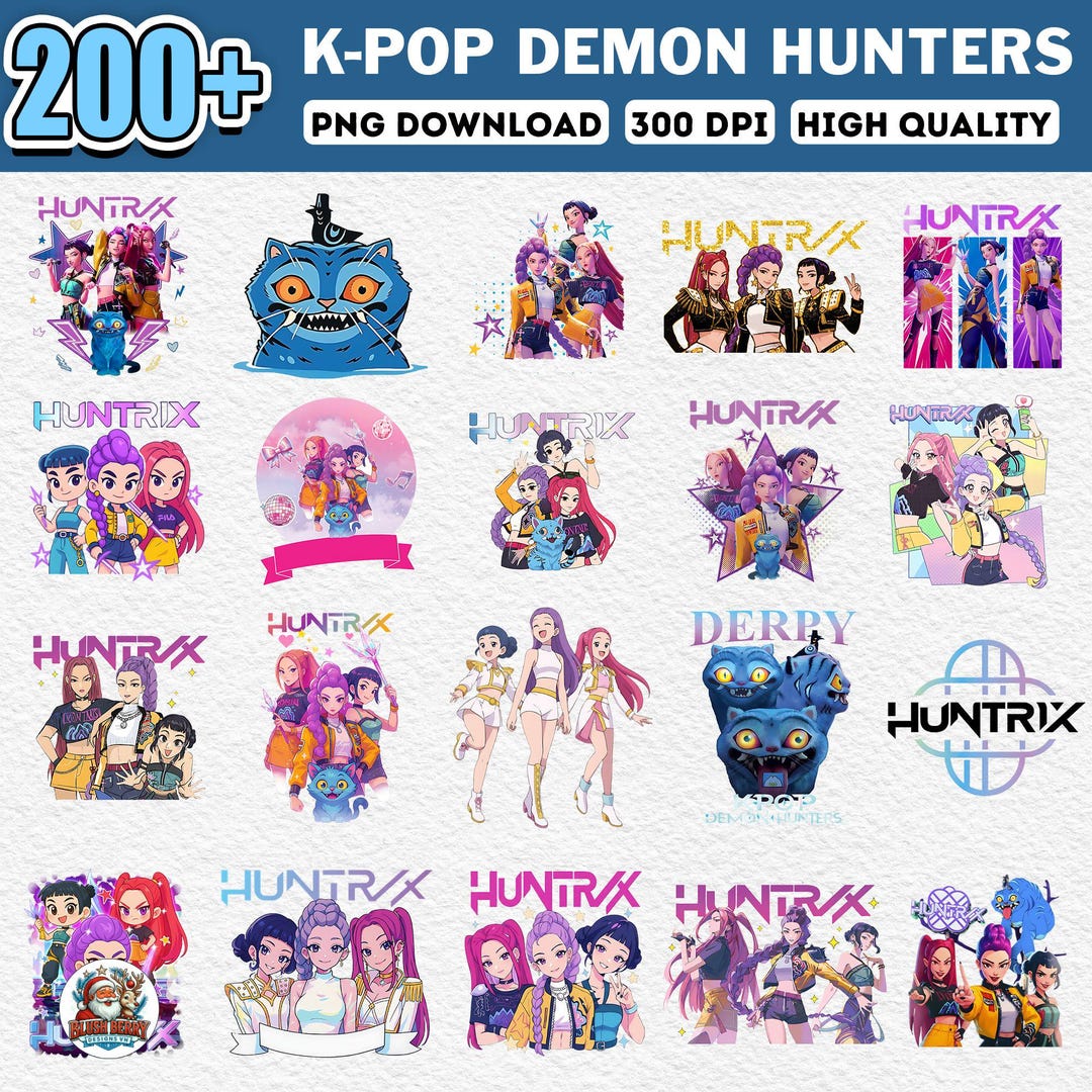 Buy 200+ Kpop Demon Hunter Png Bundle, Huntrix Fan Png, Huntrix Movies ...