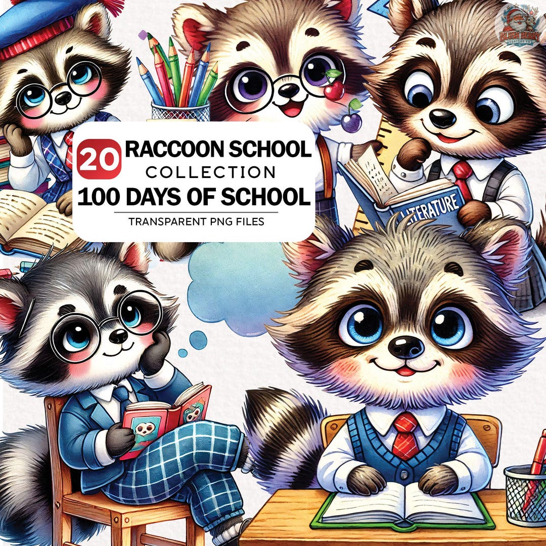 Kid Crew Raccon 20+ Raccoon 100 Days of School Png Bundle, Funny School Png, Raccoon ...