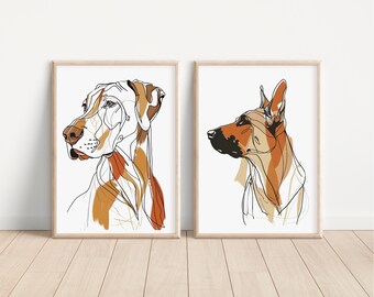Dessin au trait personnalisé pour portrait d'animal de compagnie : cadeau commémoratif de chien minimaliste (téléchargement numérique)