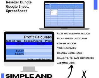 2025 Reseller Ultimate Bundle Google Sheet Spreadsheet Simple Profit Sales Inventory Expenses Tracker Ebay Mercari Poshmark Online All in 1