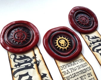 Purity Seal - HALO SKULL - Custom - Real Size, Brooch Pin Back, Mark of Faith