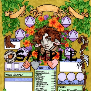 Printable Dungeons & Dragons character sheet PDF Firbolg Druid