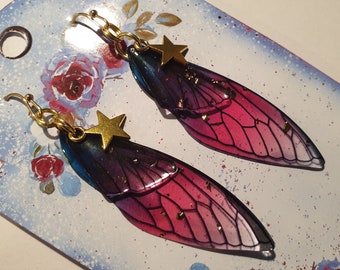 Fairy Wing Earrings - Pink and Blue