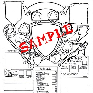 Coloring Book Character Sheet Bard D D 5e Printable Etsy Espana