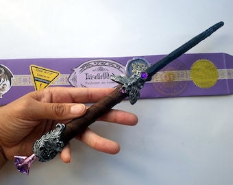 Moth Wand Leather Wrapped - Ready to ship - Unique Magic Wand with Wrapping FREE SHIPPING