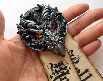 Dragon Purity Seal - Real Size, Brooch Pin Back, Mark of Faith