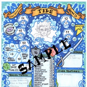 Printable Dungeons & Dragons character sheet PDF Aquatic