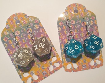 d20 Dice Earrings - 20mm