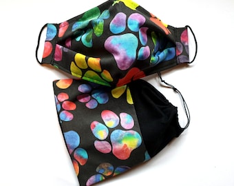 Rainbow Paws Face Mask and Bag - 3 layers with noseclip - FREE SHIPPING