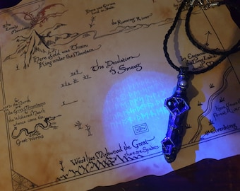 Thrór's Map with Glowing Moon Runes and UV key, The Hobbit inspired, Thorin's Map FREE SHIPPING