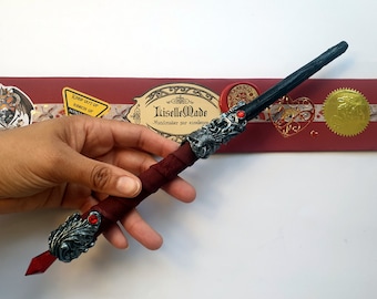 Phoenix Wand Leather Wrapped - Ready to ship - Unique Magic Wand with Wrapping FREE SHIPPING