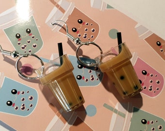 Bubble Tea Earrings - Milk Tea Earring Hangers Resin