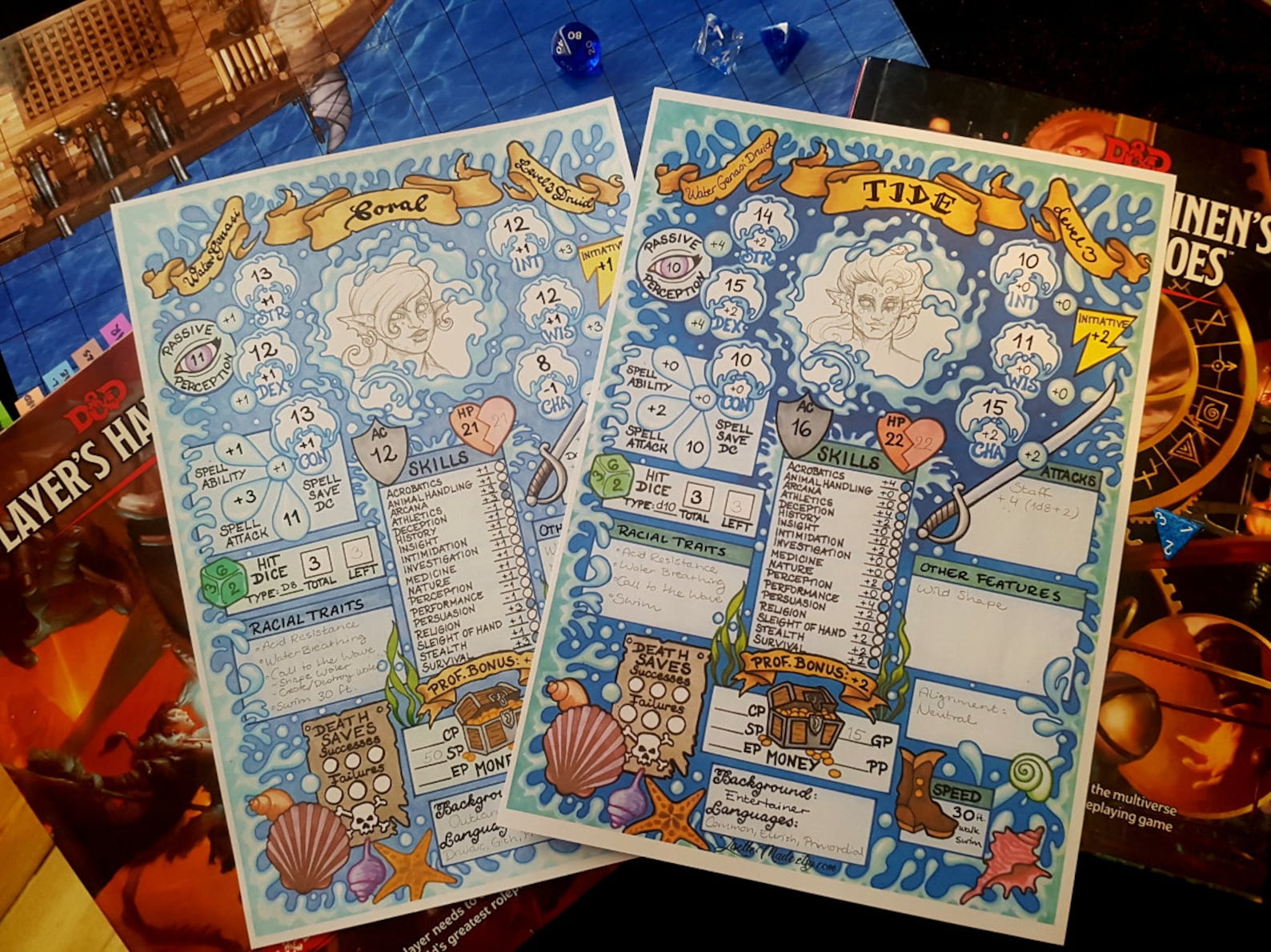 Printable Dungeons &amp; Dragons Character Sheet PDF Aquatic | Etsy